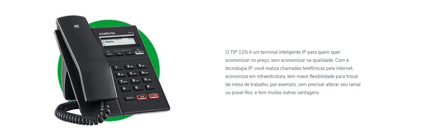  Telefone IP Intelbras TIP 125i PoE Preto